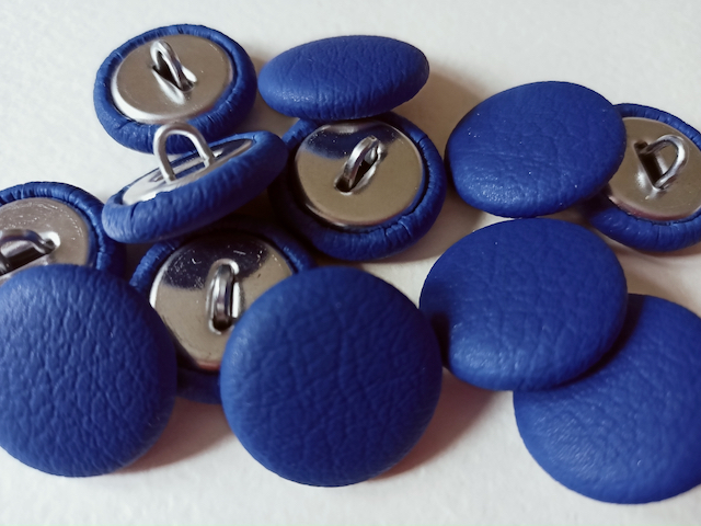 Knöpfe blau Kunstleder - 1