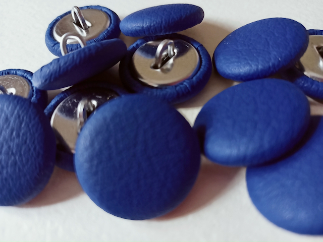 Knöpfe blau Kunstleder - 2